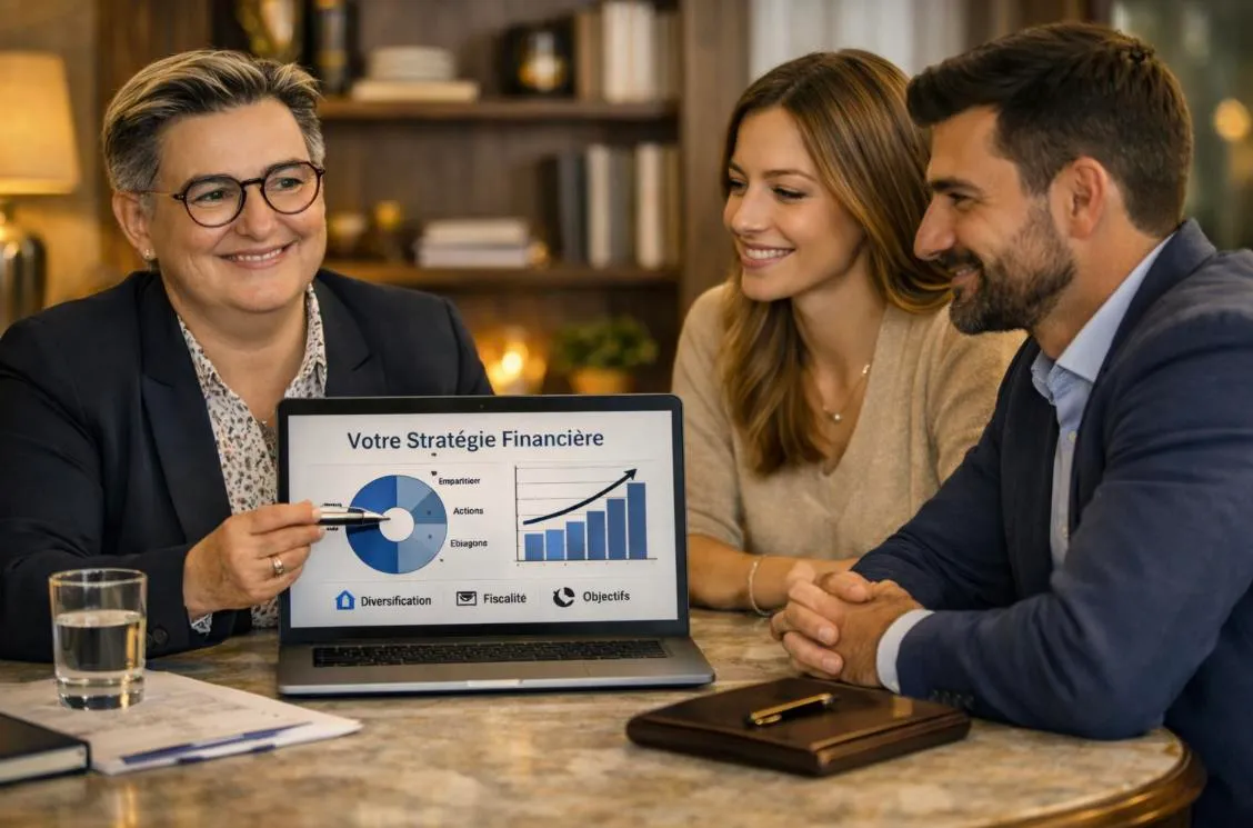 Présentation d'une stratégie financière à un couple de clients