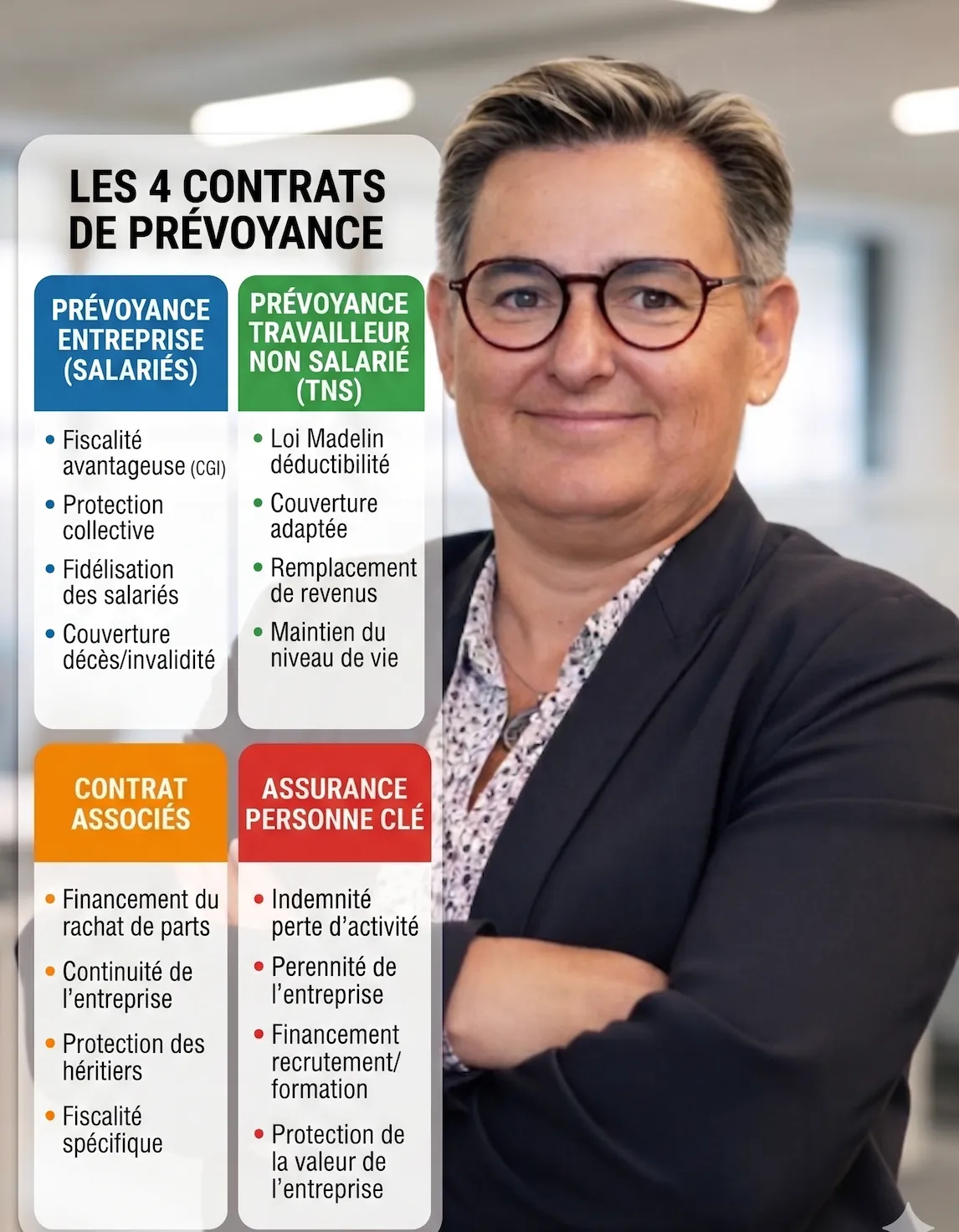 Nathalie DURANTY, prévoyance entreprise et TNS : les 4 contrats clés